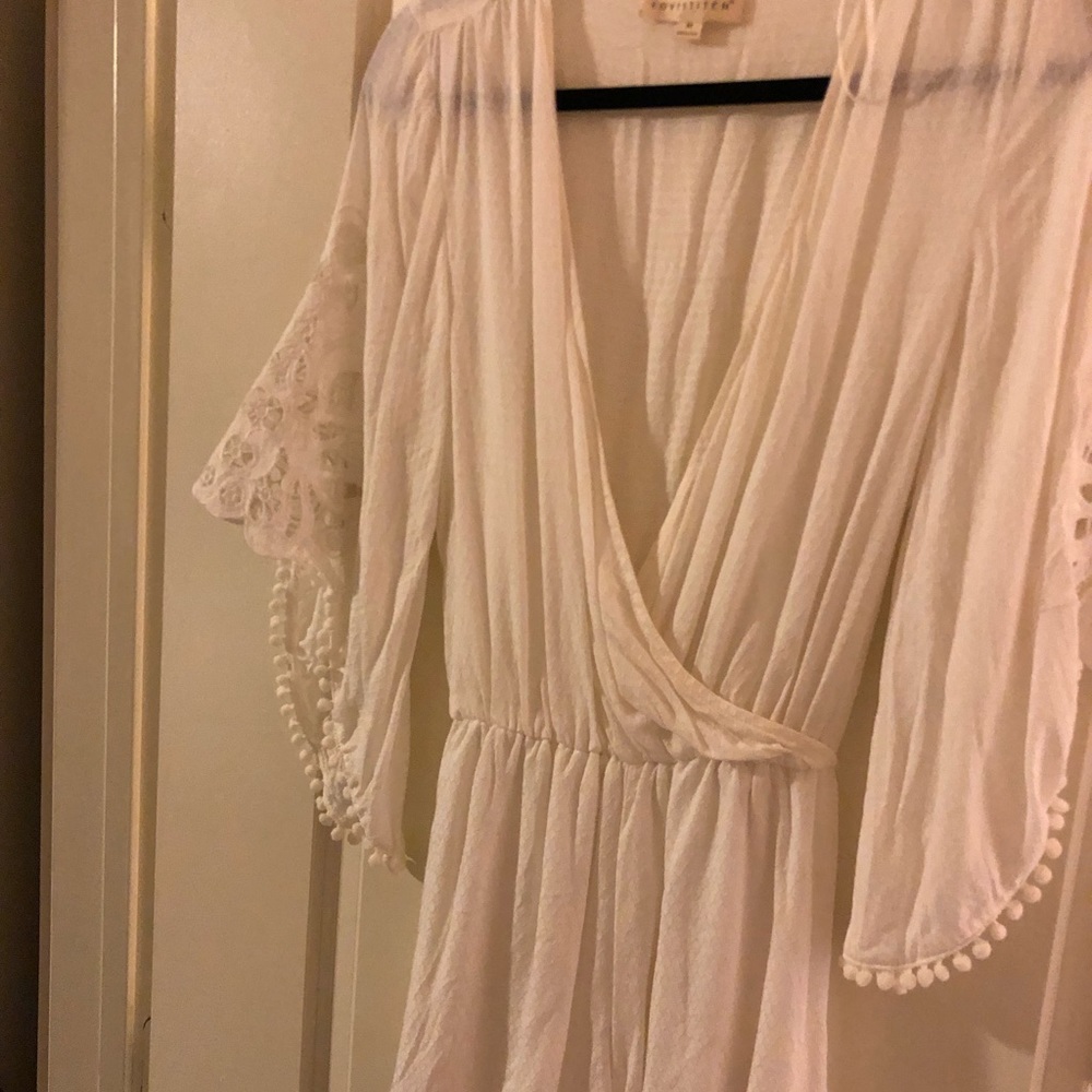 Bright white romper with tie waist